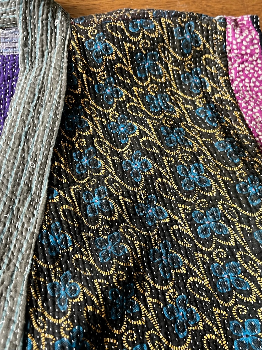 Nomad Purple & Gray Patchwork Kantha Handmade Vest. Stunning!! - Picture 6 of 14